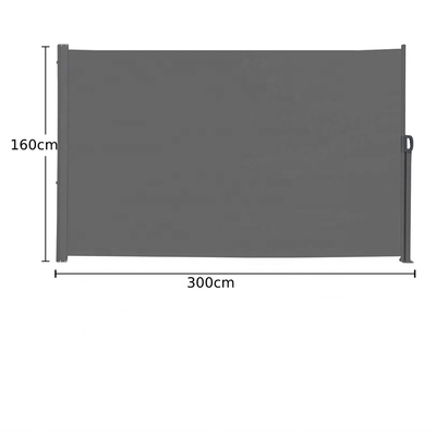 Eisen-Seitenmarkise 1.6*3m dunkles Grey Polyester, Privatleben-Schirm für Garten