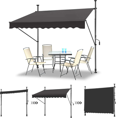 250/300 Klammern-Markisen-Sonnenschutz-Balkon-Markisen-Höhe cm breite justierbare Sun-Markise mit Kurbel ohne Bohrung