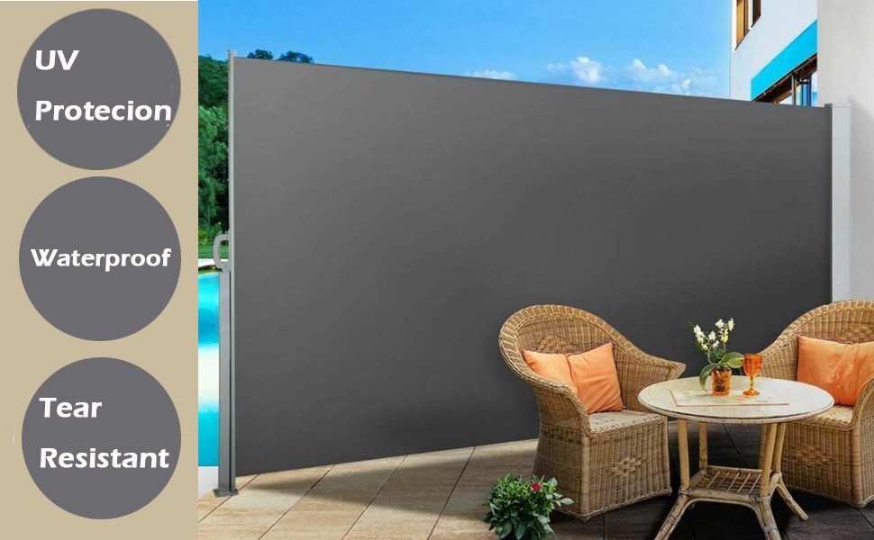 Einziehbare Sichtschutzwand für die Terrasse, ausziehbar, Seitenmarkise, Sichtschutz, Sonnenschutz für Balkon, Garten, Terrasse
