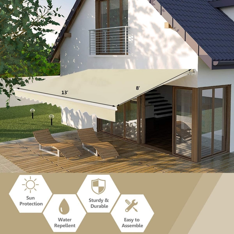 Wasserdichte UV-beständige faltende Arm-einziehbare Markise im Freien für Terrasse, 300*250cm, beige